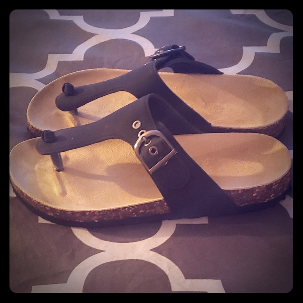 Black Thong Sandals